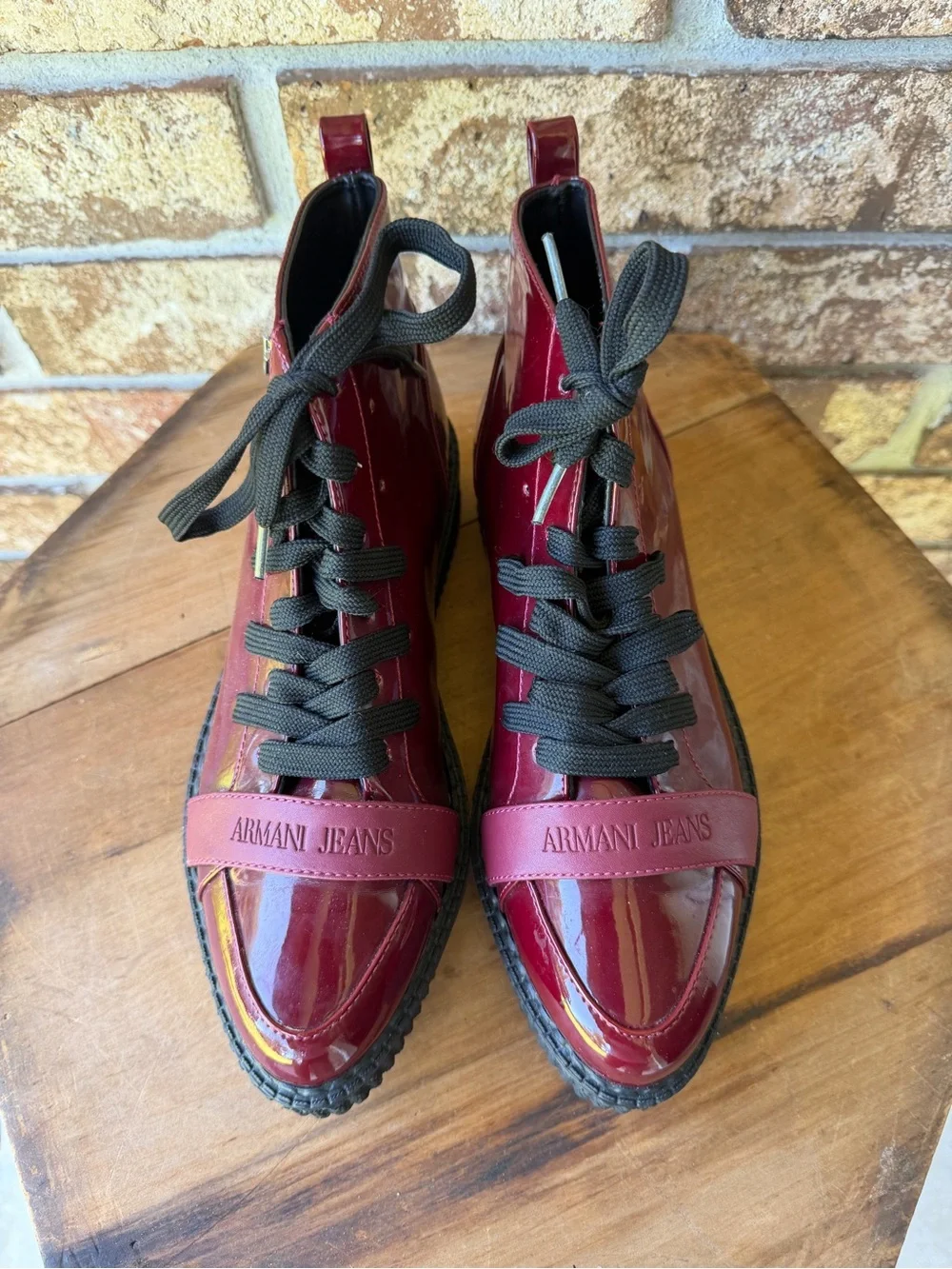 Armani Jeans Women’s Platform Boots Size 6.5 Burgundy Beautiful Condition!